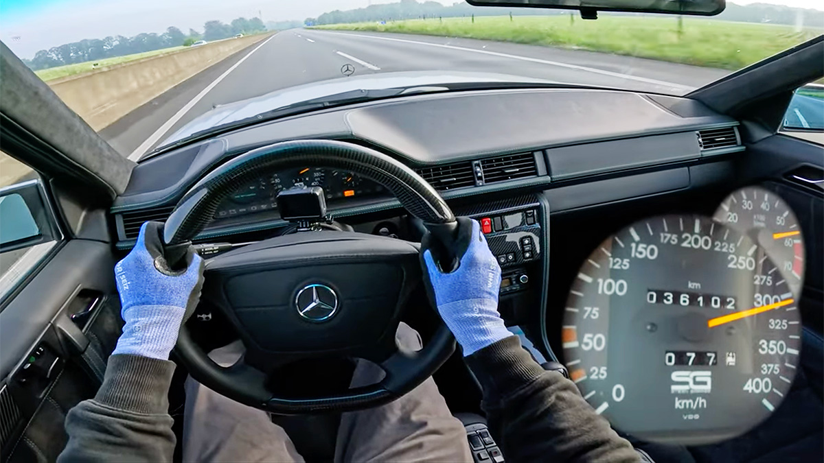 (VIDEO) Un Mercedes SG65, adică un W124 cu motor V12 creat de Stern Garage, a atins peste 300 km/h pe o autostradă fără limită de viteză din Germania